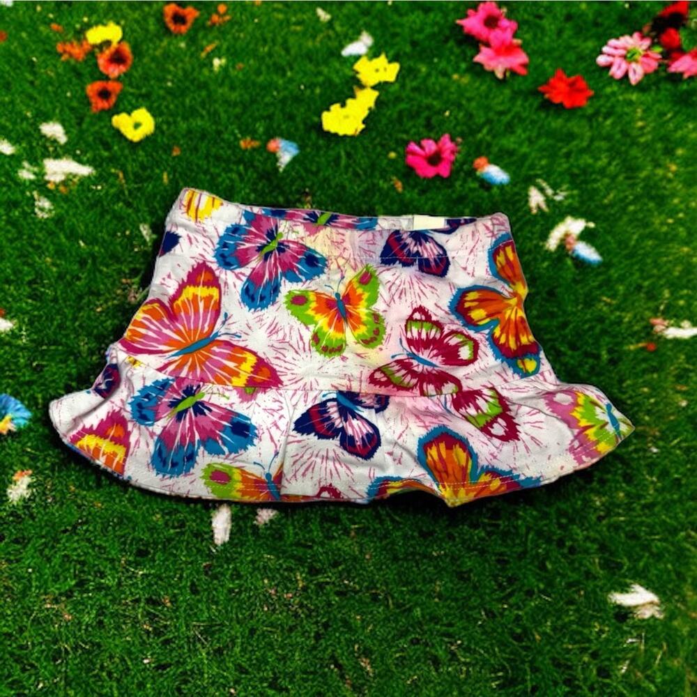 The Children's Place Girls Skort Sz 12-18 Mo White Colorful Rainbow Butterflies